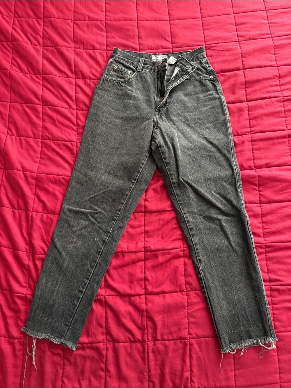 VINTAGE Nuovo County Seat High-Rise Washed Black Women's Jeans with Raw Hem